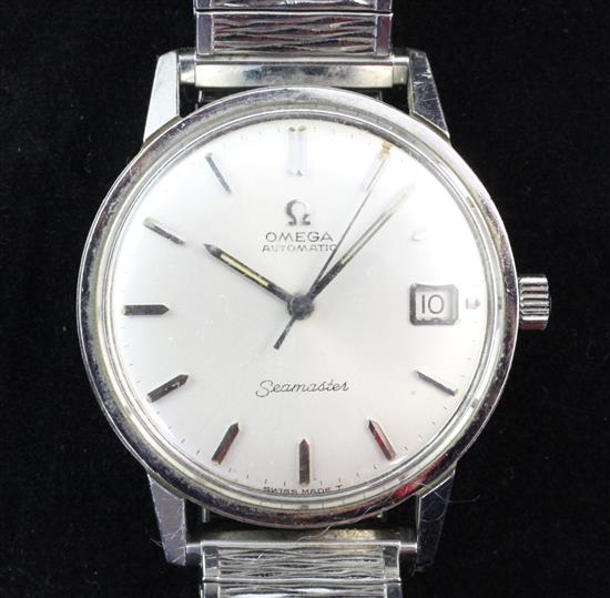 A gentlemans 1960s stainless steel Omega Seamaster automatic wrist watch,